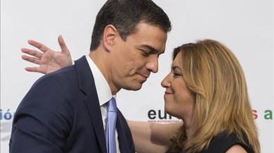 El secretario general del PSOE, Pedro Sánchez, y la presidenta de la Junta de Andalucía, Susana Díaz.