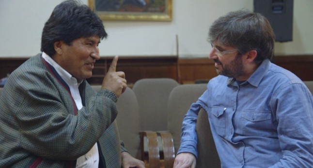 Évole con el presidente de Bolivia, Evo Morales.
