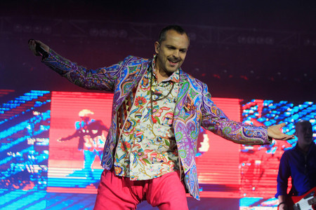 Miguel Bosé, durante un concierto en Quito (Ecuador) el pasado 22 de febrero. 