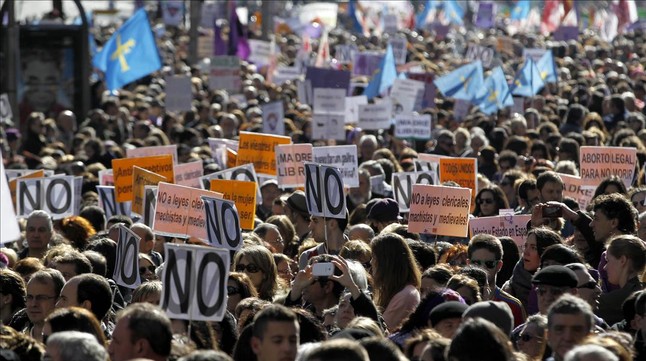 Manifestación contra la ley del aborto, este sábado en Madrid.