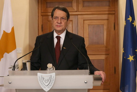 El presidente de Chipre, Nicos Anastasiadis, durante el discurso televisado a la nacin, este domingo.