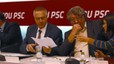 Els dirigents socialistes Daniel Fernández, Pere Navarro, Antonio Balmón i Núria Parlon, en la reunió de l'executiva del PSC, ahir.