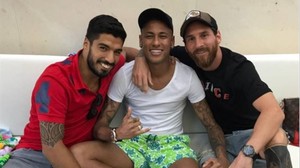 Suárez, Neymar y Messi, hoy en Castelldefels.