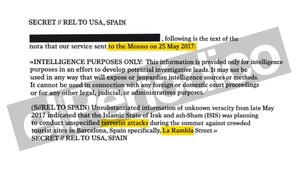Carta del espionaje estadounidense a los Mossos.