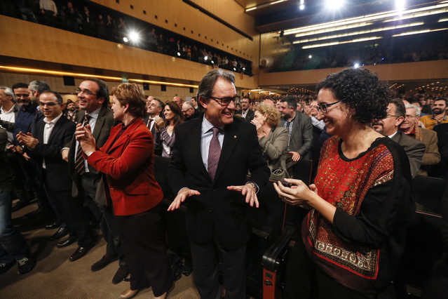 Artur Mas i Marta Rovira, durant la conferència d'Oriol Junqueras del desembre a Barcelona.