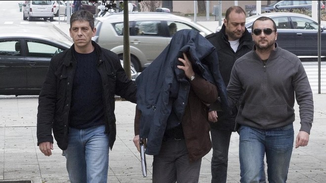 Joaquim Benítez, el pederasta confeso, el pasado 6 de febrero entrando en la Ciutat de la Justícia de Barcelona.