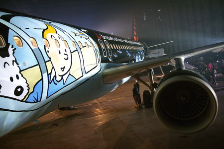 Fotografa facilitada por Brussels Airlines del avin inspirado en las aventuras de Tintn, que ha sido presentado este lunes.