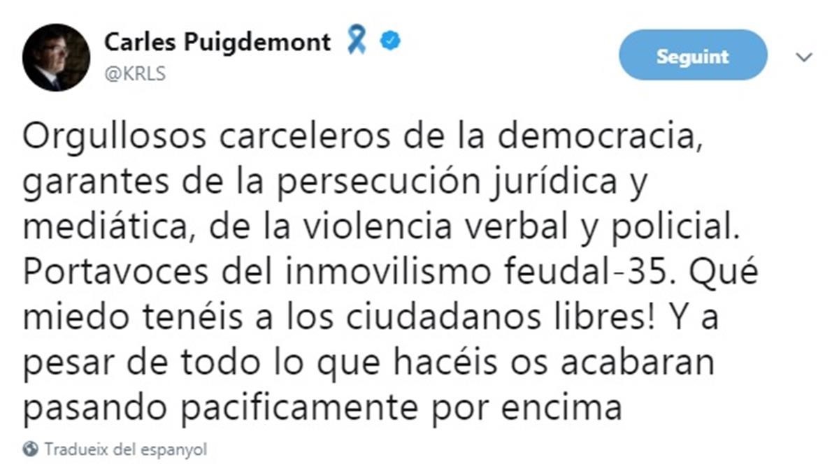 Twitter de Carles Puigdemont.