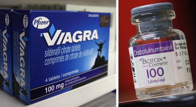 Una caja de Viagra y un frasco de Botox, de los laboratorios Pfizer y Allergan, respectivamente.