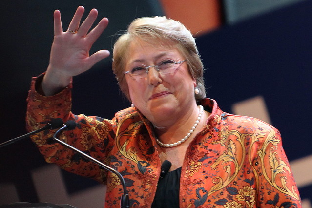 La expresidenta de Chile, Michelle Bachelet, durante el acto electoral en Santiago de Chile. MARIO RUIZ | EFE