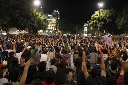 L'assemblea de la plaça de Catalunya.