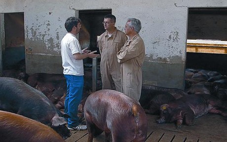 Jordi Évole, durante la visita que realiza a una granja porcina en el reportaje '¿Qué comemos?'.