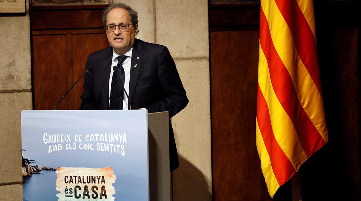 El ’president’ Quim Torra, durante la presentación de la campaña turística ’Catalunya es tu casa’, el 15 de junio.