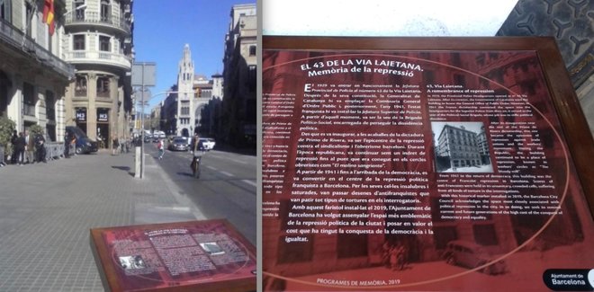 Resultado de imagen de placa municipal en Barcelona contra la Policía Nacional
