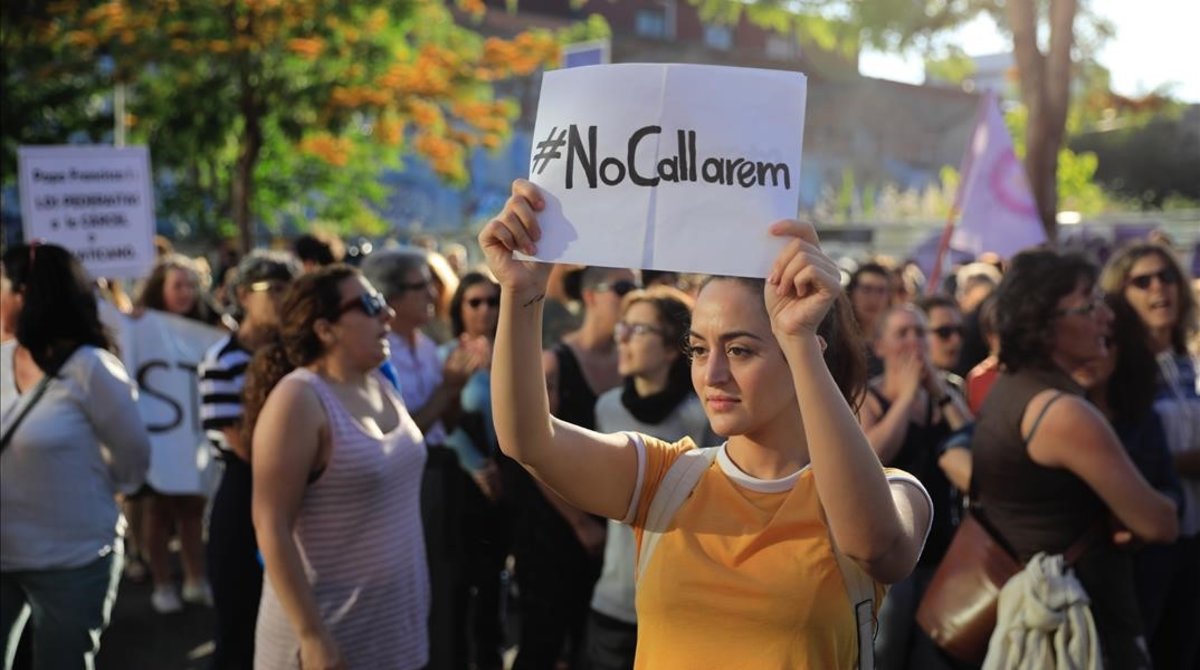 Protesta contra la violencia machista en Barcelona.