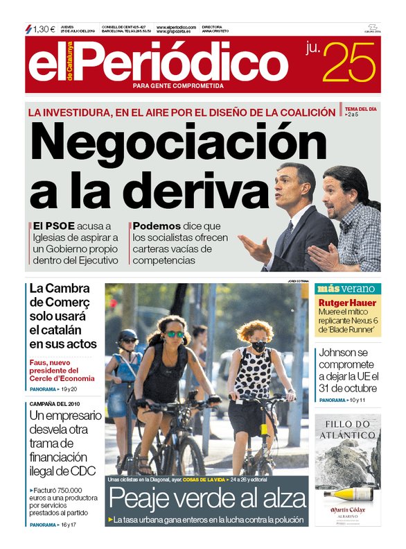 Prensa hoy: Portadas de los periódicos del 25 de julio del 2019