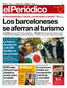 La portada de EL PERIDICO DE CATALUNYA del 12 de abril del 2013.
