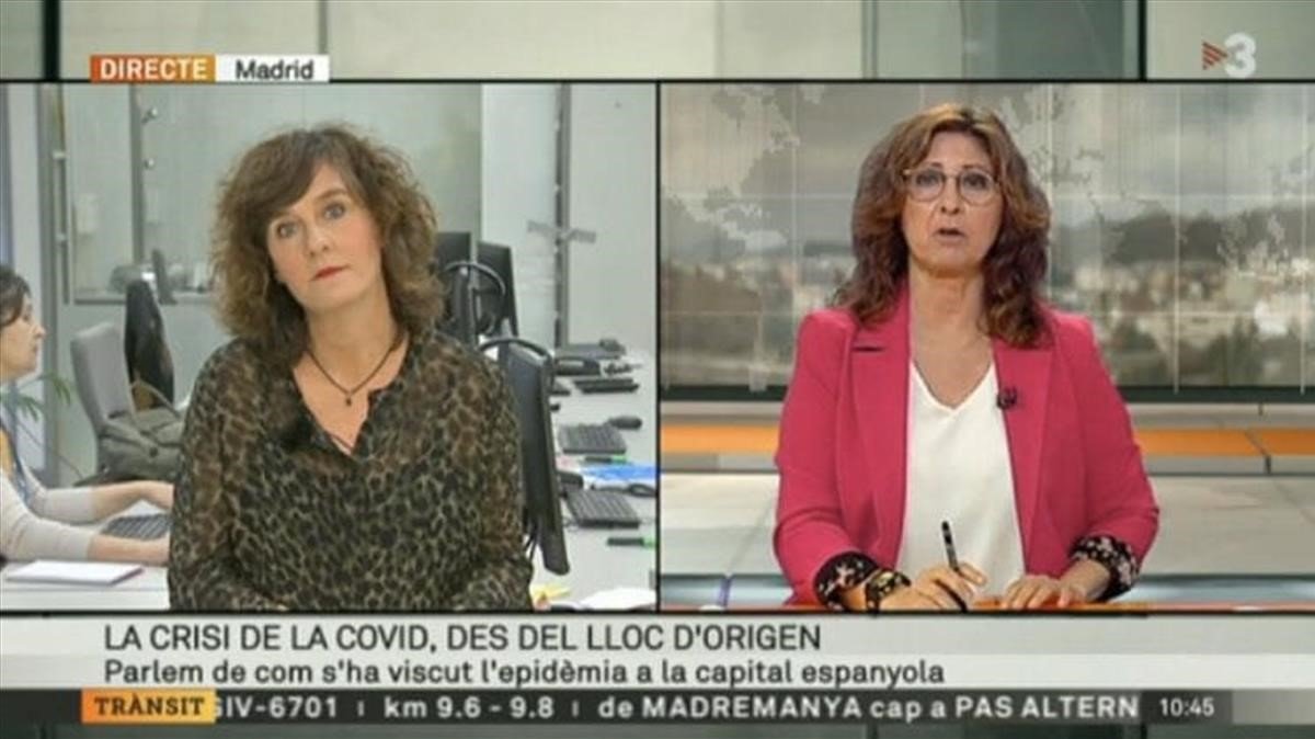 El rótulo de la conexión con Madrid (TV-3).