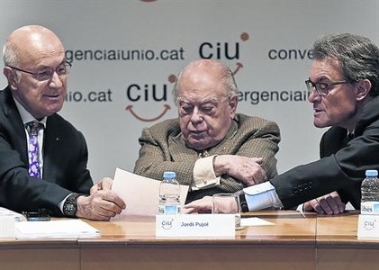 Duran, Pujol i Mas, en la reuni de la cpula de CiU, ahir a Barcelona.