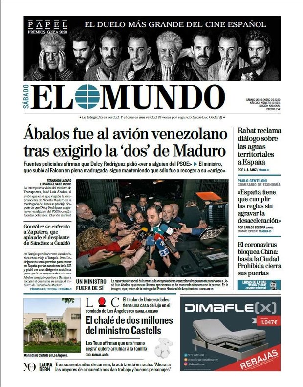 Prensa de hoy: Las portadas de los periódicos del 25 de enero de 2020