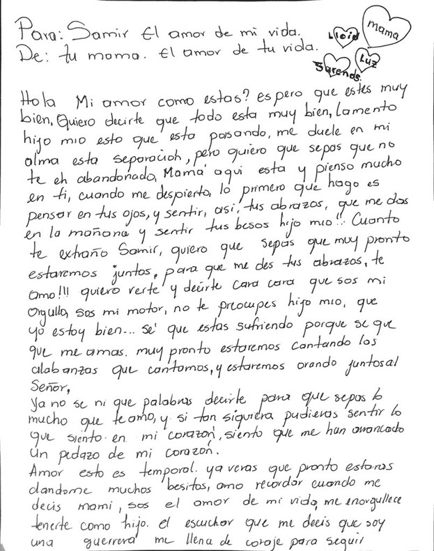 Esta es la carta de una madre a su hijo, separados en la ...