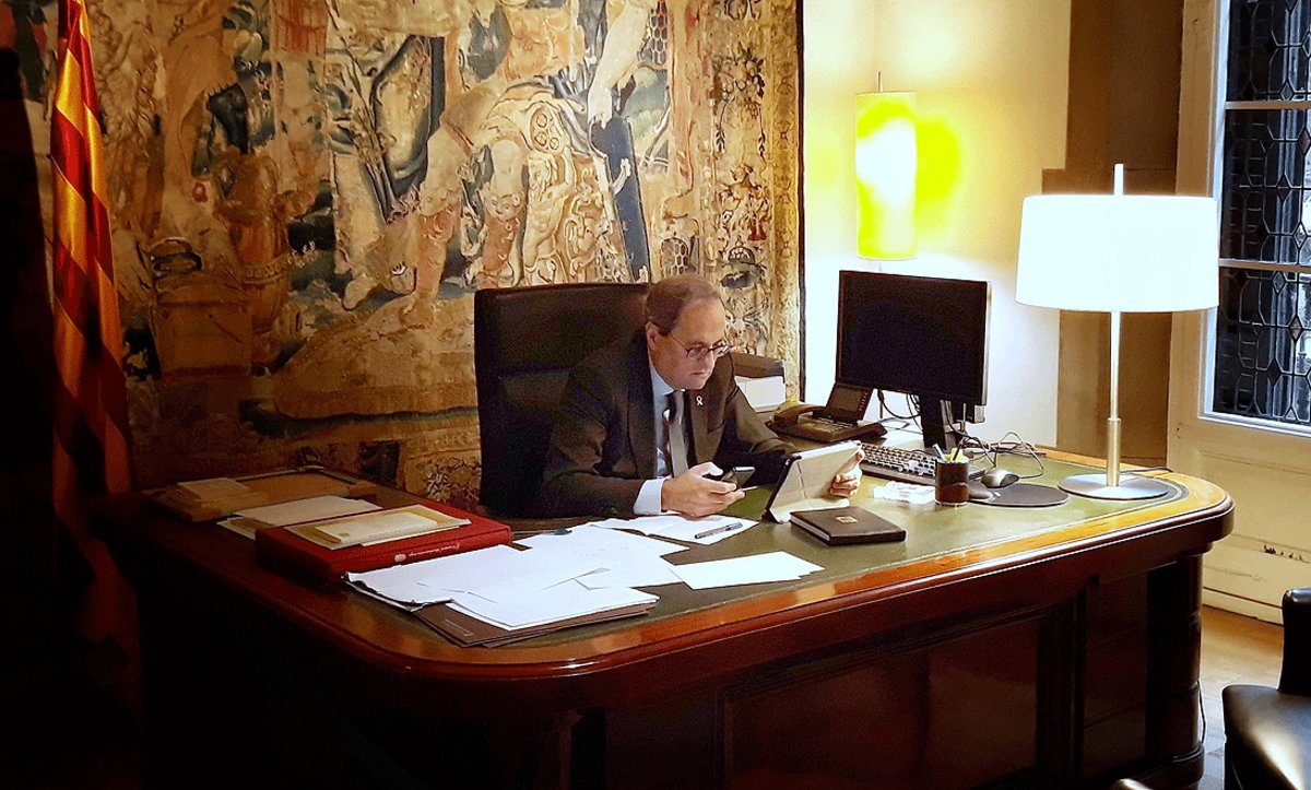 El ’president’ Quim Torra, en su despacho el pasado 17 de marzo. 