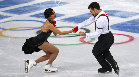 Sara Hurtado y Adri Daz, durante la ejecucin de su programa corto en los Juegos de Sochi