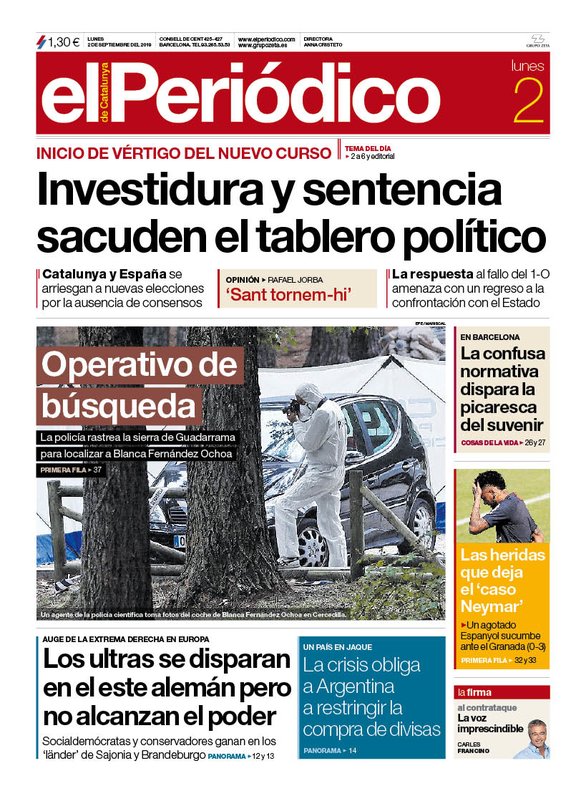 Prensa Hoy Portadas De Los Periodicos Del 2 De Septiembre Del 2019