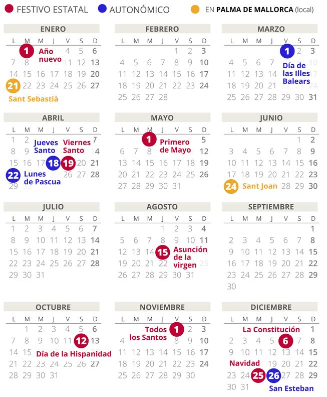 calendario oficial 2019 con festivos espana
