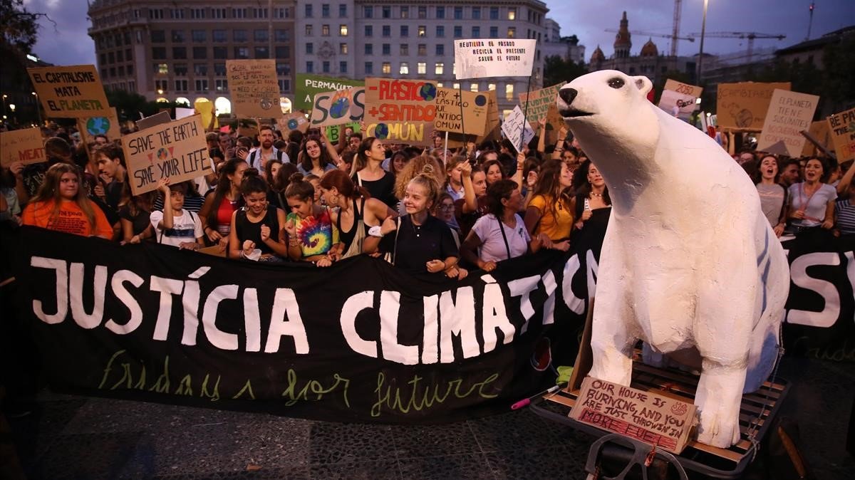 Manifestación contra el cambio climático en Barcelona.