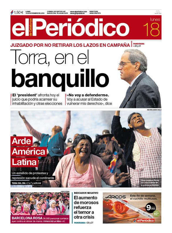 Prensa Hoy Portadas De Los Periódicos Del 18 De Noviembre Del 2019 5277