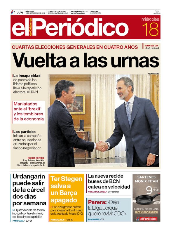 Prensa hoy Portadas de los periódicos del 18 de