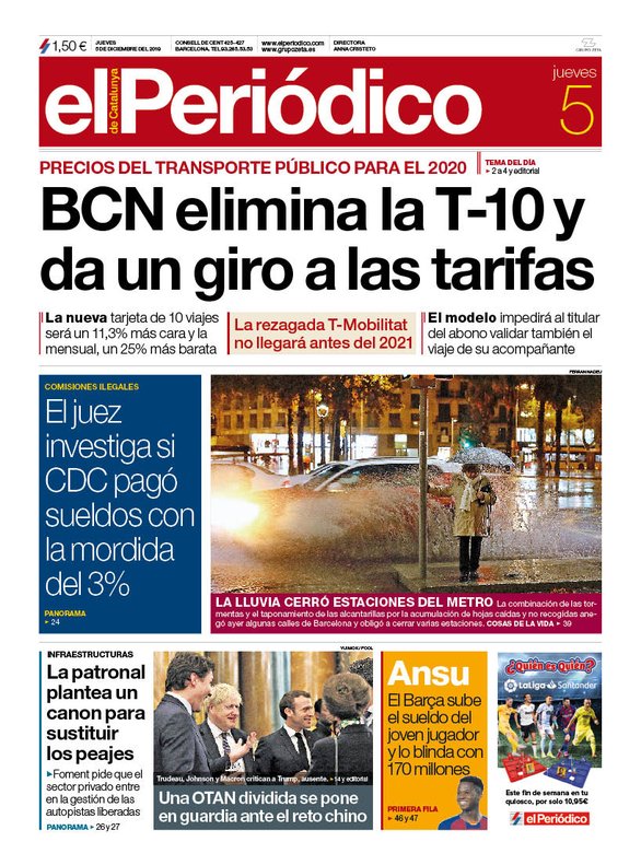 Prensa Hoy Portadas De Los Periodicos Del 5 De Diciembre Del 2019