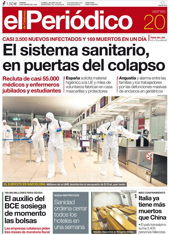 Prensa hoy: Portadas de los periódicos del 20 de marzo del ...