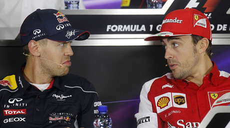 Sebastian Vettel y Fernnado Alonso, en Montmel, el pasado 9 de mayo
